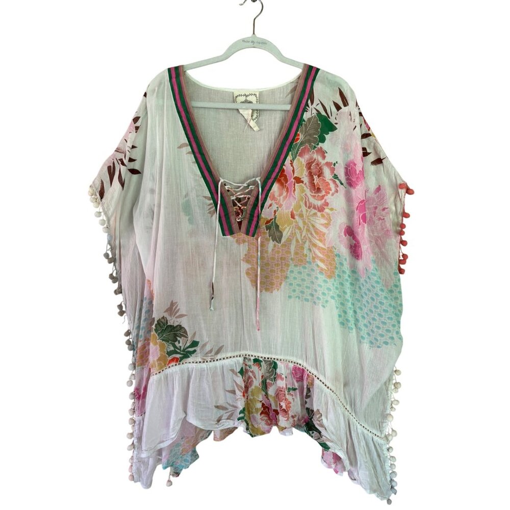 Z&L Floral Sheer Boho Butterfly Sleeve Kimono Duster Cover Up With Tassels